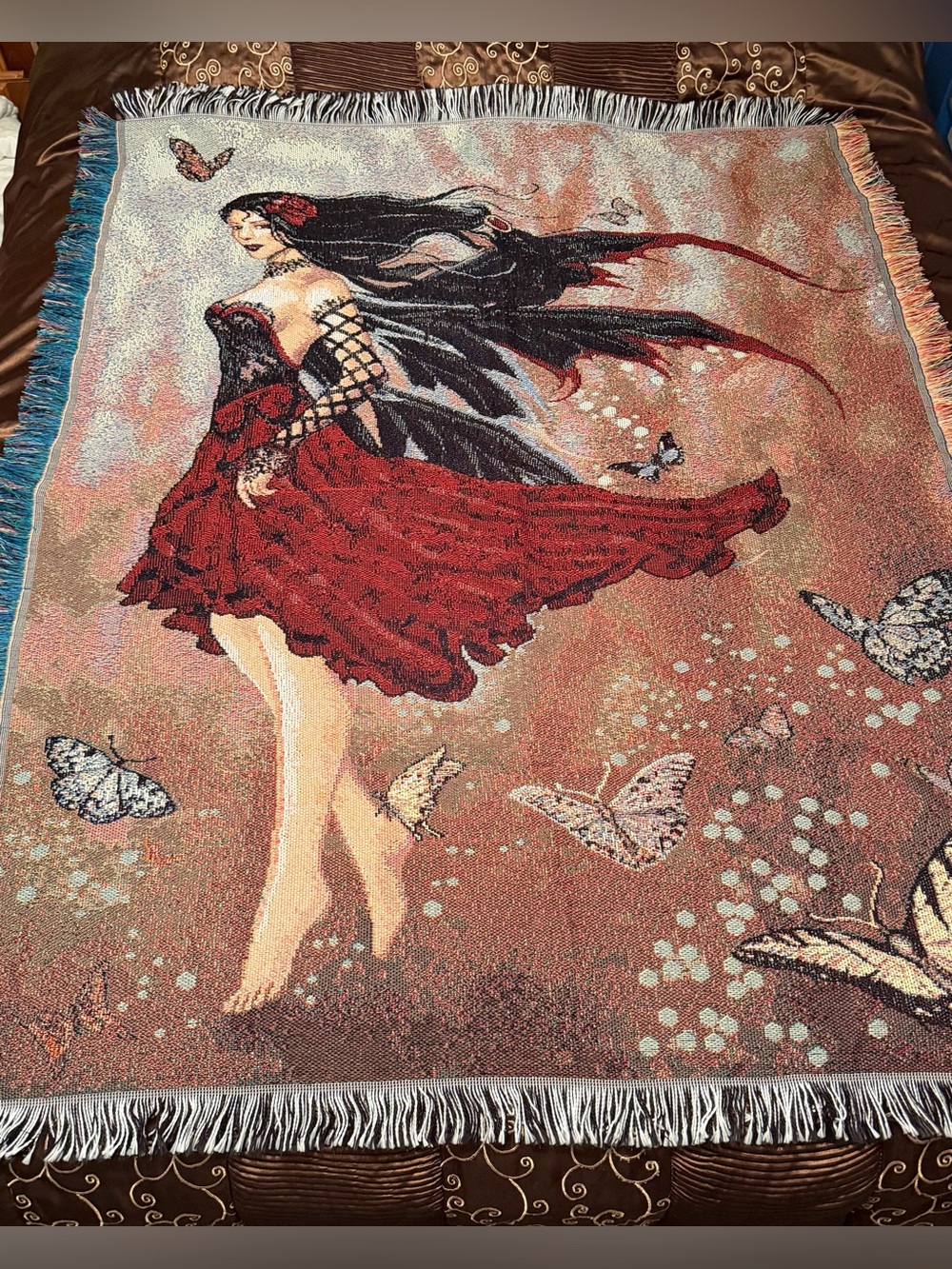Gothic Fairy Fantasy Art Tapestry/Blanket Throw Northwest Co. 60" X 46" Red